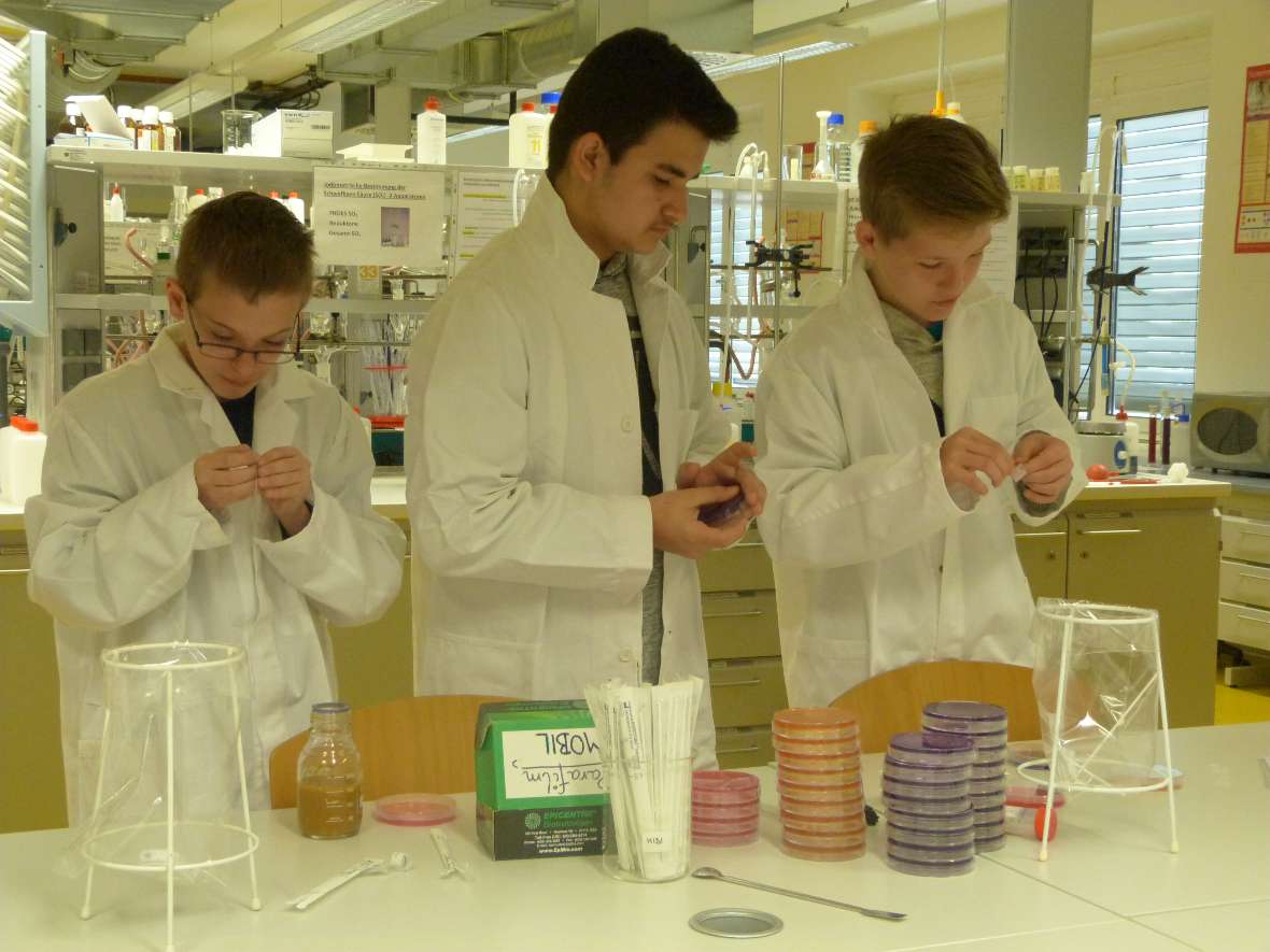 Schüler im Labor der Mikrobiologie